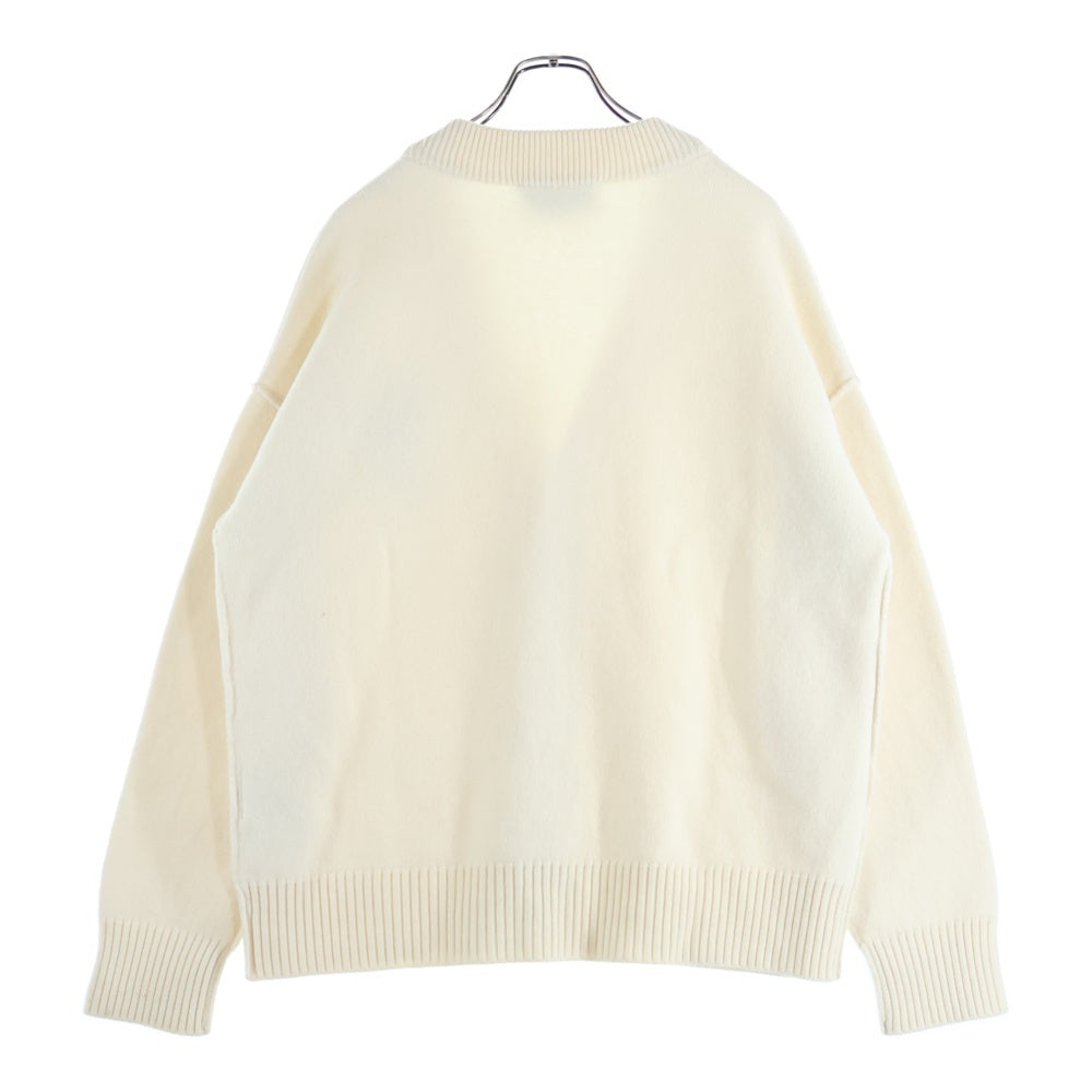 ami paris(アミパリス) Ami De Coeur Cardigan UKC367.018-151 ロゴ刺繍 オーバーサイズ カーディガン ホワイト