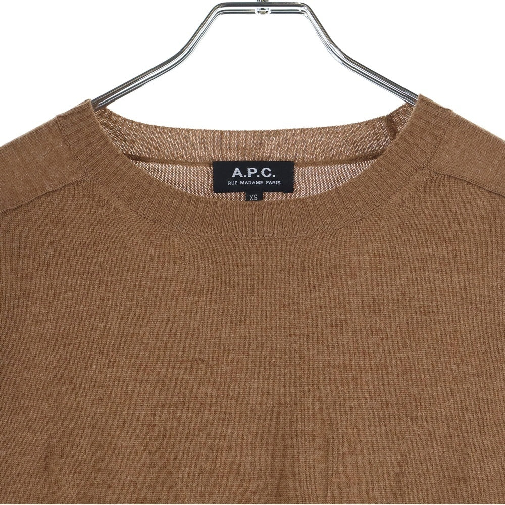 A.P.C(アーペーセー) クルーネック ウール 長袖ニット カットソー ブラウン 24361-81551