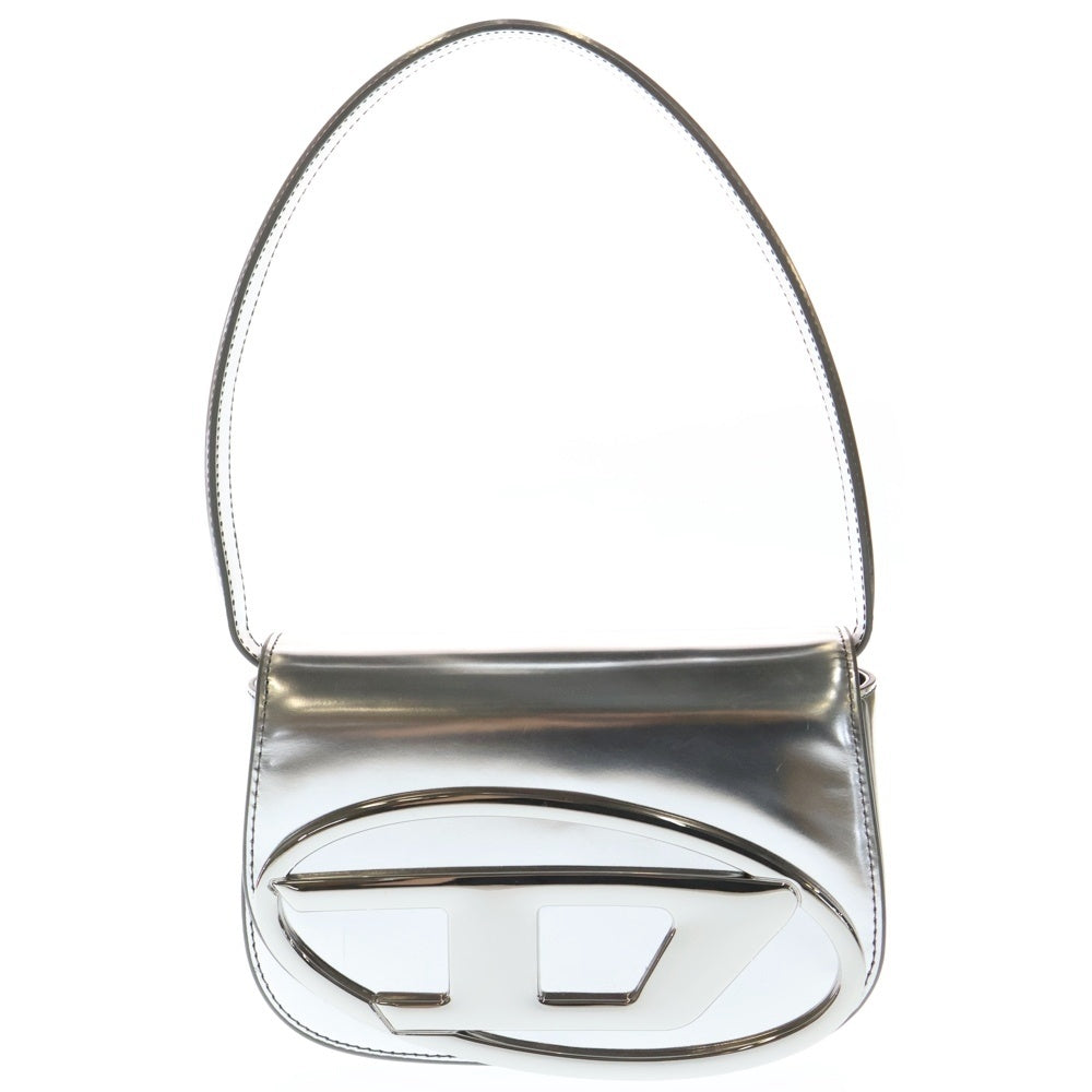 DIESEL(ディーゼル) 1DR Logo Bag メタルプレート バッグ ミラーレザー レディース シルバー X08396PS202