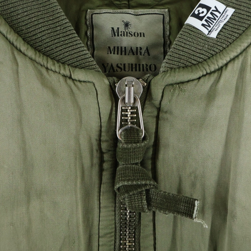 MAISON MIHARAYASUHIRO(メゾンミハラヤスヒロ) 25AW AGED FLIGHT JACKET J15BL151 ナイロン ボンバージャケット MA-1 ブルゾン カーキ