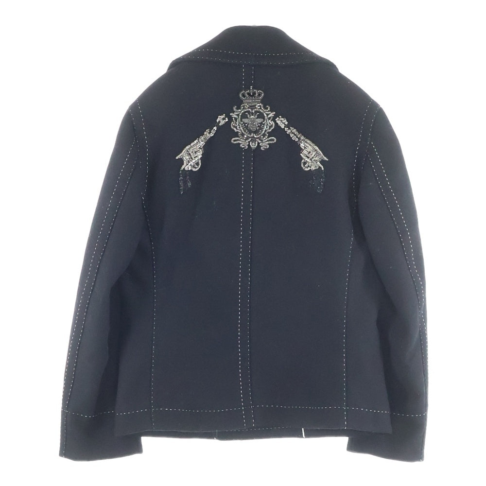 DOLCE & GABBANA(ドルチェアンドガッバーナ) Pistols Bee Embroidered Jacket G0820Z FUM2P エンブロイダリー 刺繍 ダブルジャケット ブラック