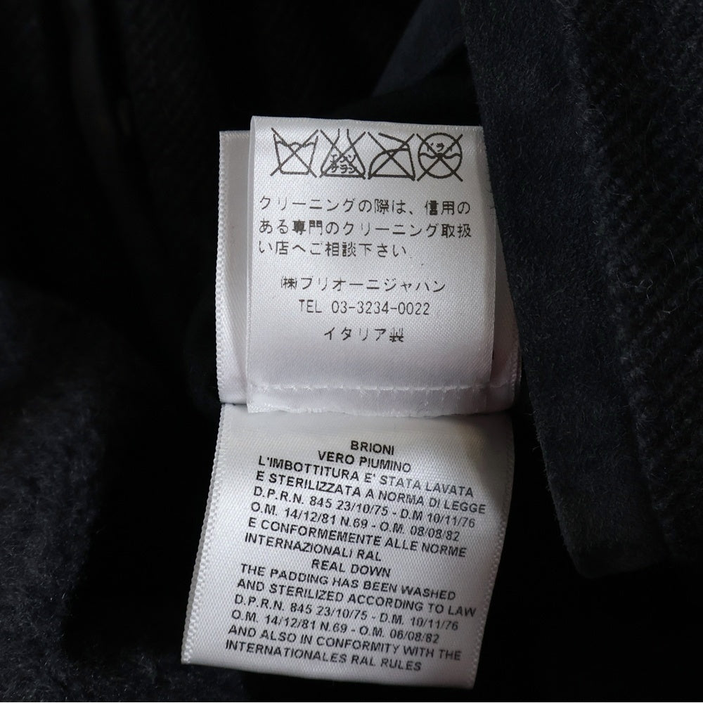 Brioni(ブリオーニ) LEATHER DOWN JACKET PUA1 ファー付きフード ダウンジャケット コート レザー グレー