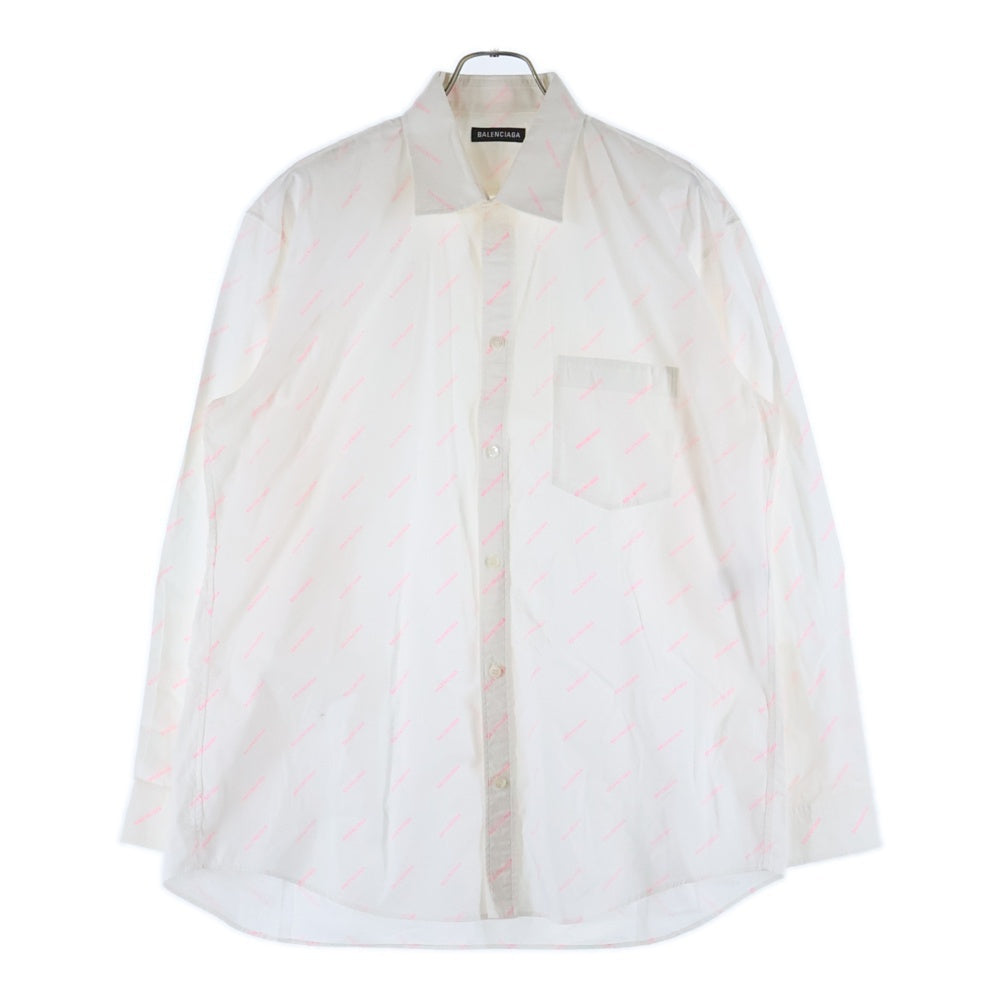 BALENCIAGA(バレンシアガ) ロゴ総柄 コットン 長袖シャツ ホワイト 534333 TBL96