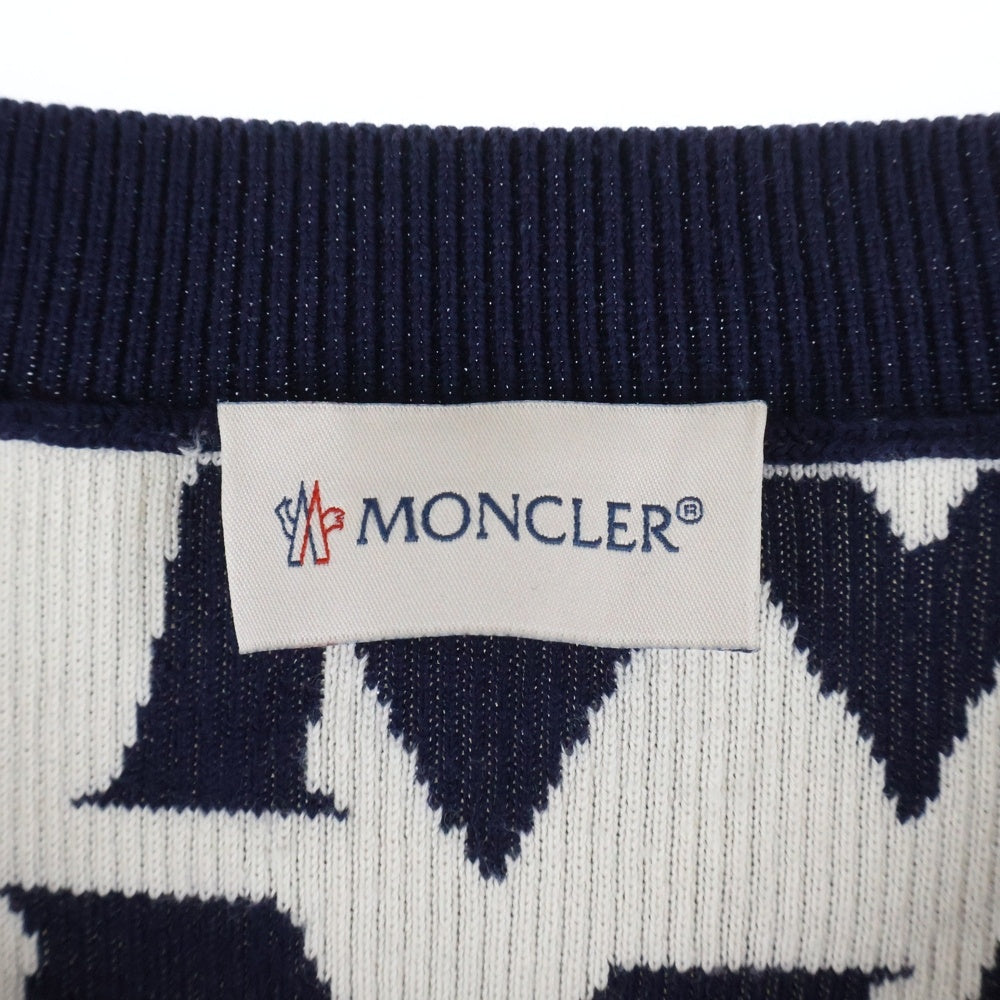 MONCLER(モンクレール) 24SS GIROCOLLO TRICOT モノグラム ニットセーター J10919C00004 M1113 ネイビー/ホワイト