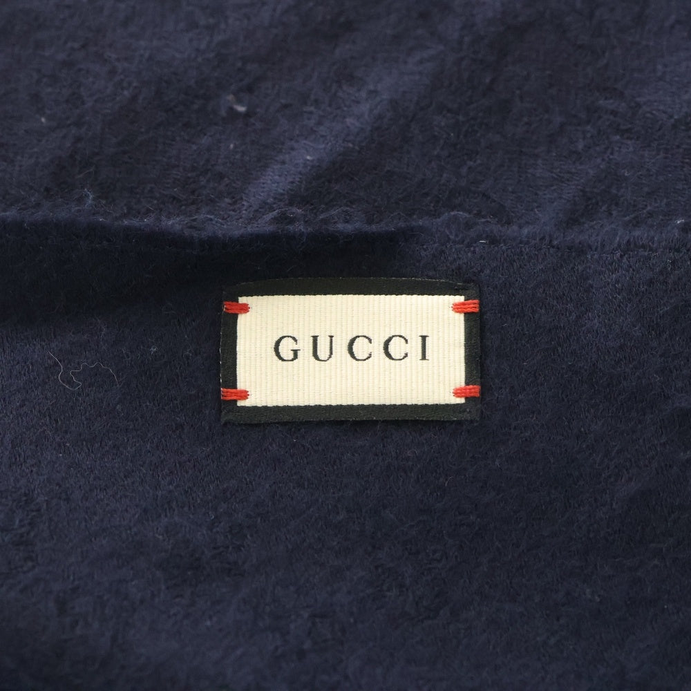 GUCCI(グッチ) GG柄 カシミヤ マフラー ネイビー レディース