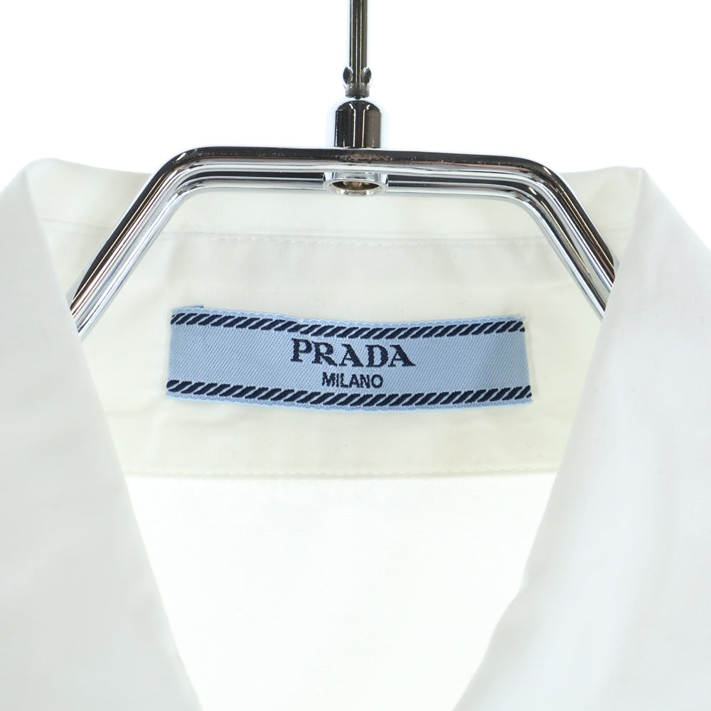PRADA(プラダ) 21AW Nylon Arm Panel Triangle Logo Plate Shirt アーム切替 トライアングルプレート 長袖シャツ P415F S212 1YY2 ホワイト