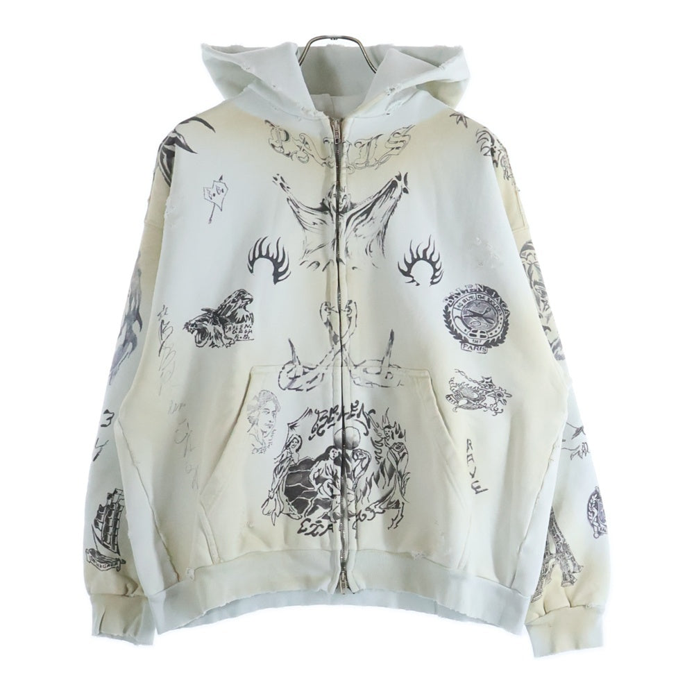 BALENCIAGA(バレンシアガ) ヴィンテージ加工グラフィックジップアップパーカー 770939 TQVK ライトグレー