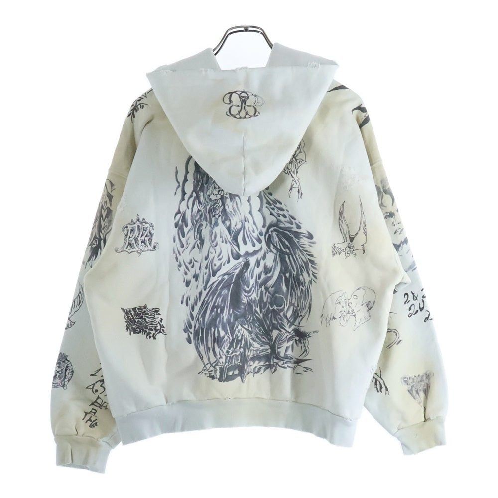 BALENCIAGA(バレンシアガ) ヴィンテージ加工グラフィックジップアップパーカー 770939 TQVK ライトグレー