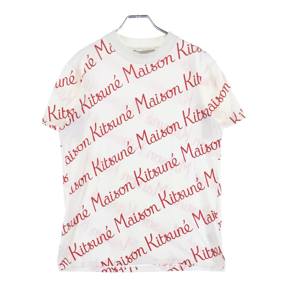 MAISON KITSUNE(メゾンキツネ) 総柄 ロゴプリント 半袖Tシャツ カットソー ホワイト FW17M725
