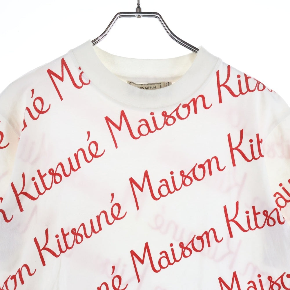 MAISON KITSUNE(メゾンキツネ) 総柄 ロゴプリント 半袖Tシャツ カットソー ホワイト FW17M725
