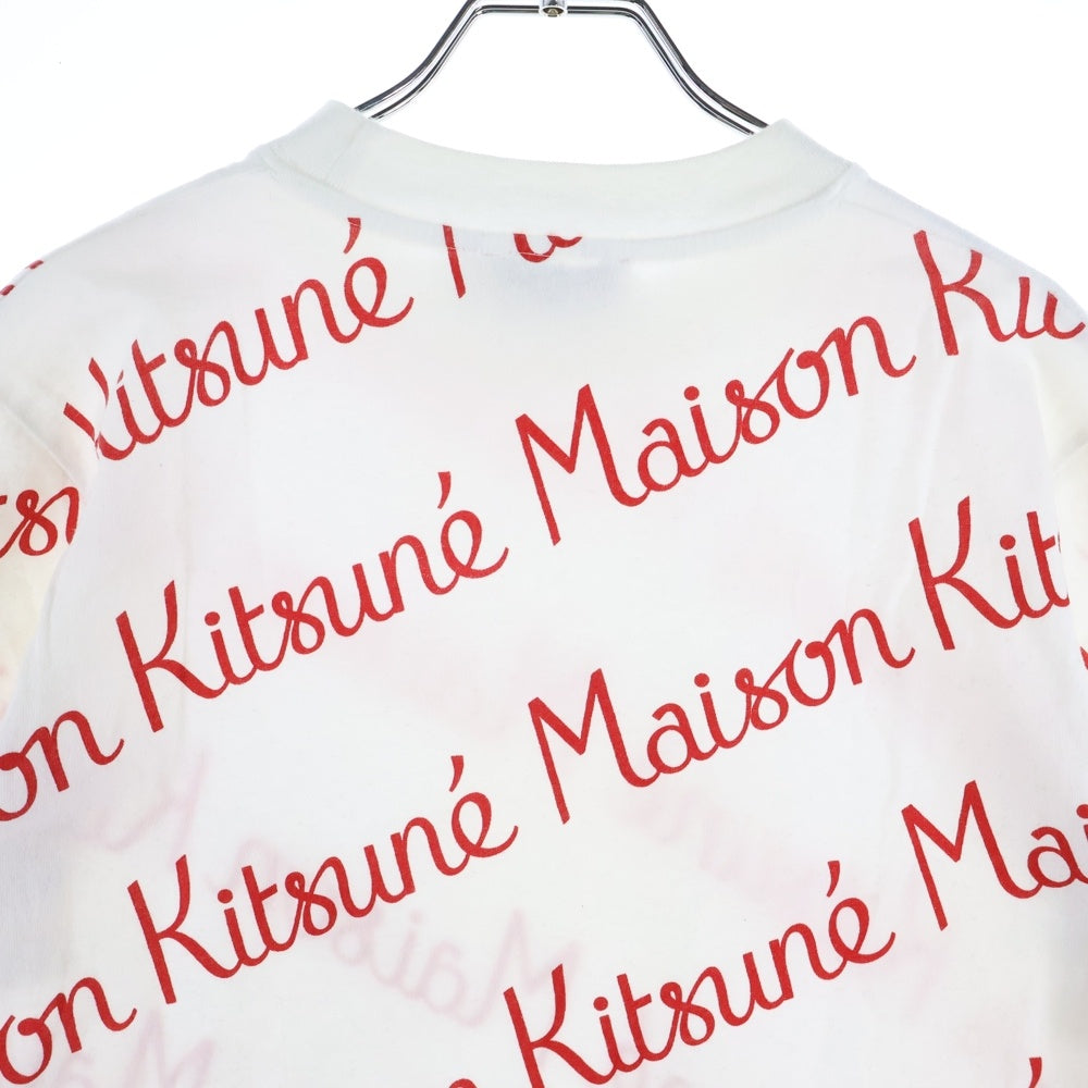 MAISON KITSUNE(メゾンキツネ) 総柄 ロゴプリント 半袖Tシャツ カットソー ホワイト FW17M725