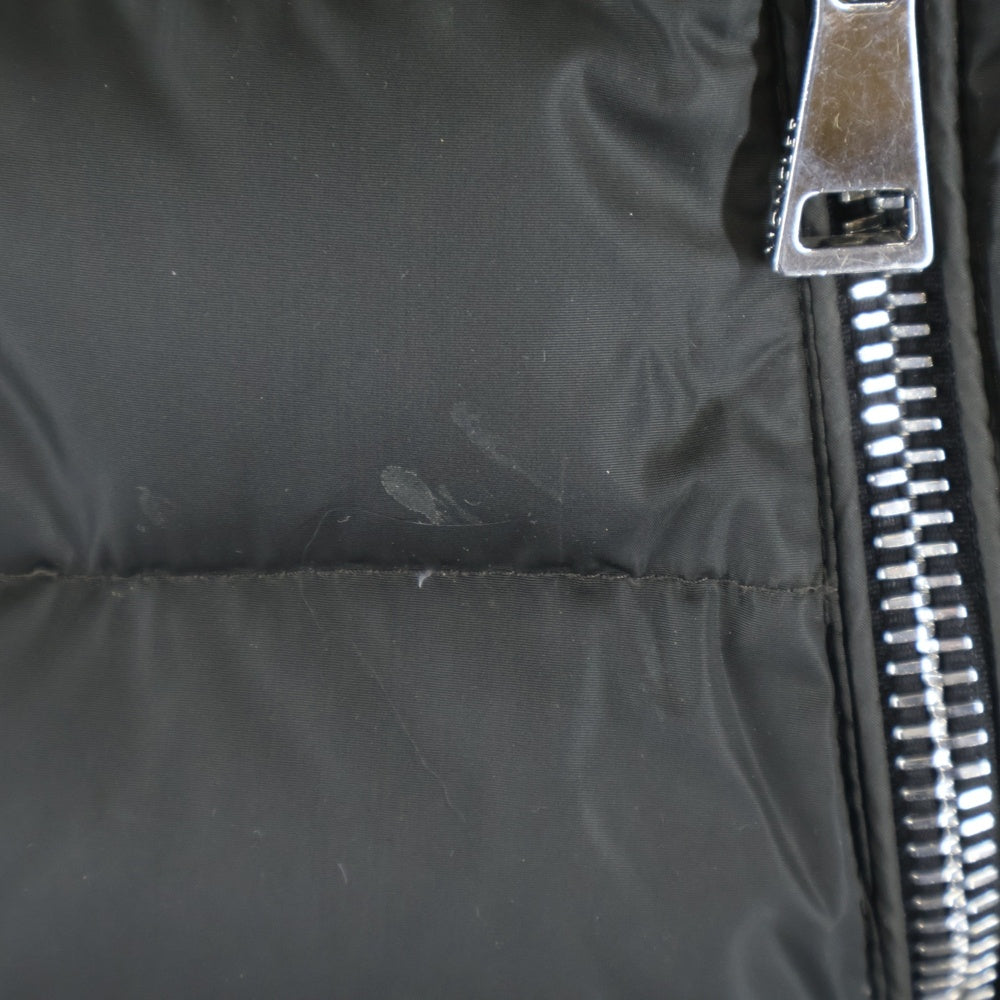 MONCLER(モンクレール) 17AW OROPHIN オロフィン ワッペンロゴ ラムレザー切り替え スタンドカラー ジップアップ ダウン ロング ジャケット コート カーキ レディース C20934985305