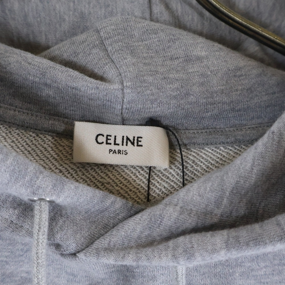 CELINE(セリーヌ) トリオンフ ロゴ刺繍 プルオーバースウェットパーカー フーディー グレー 2Y377450I