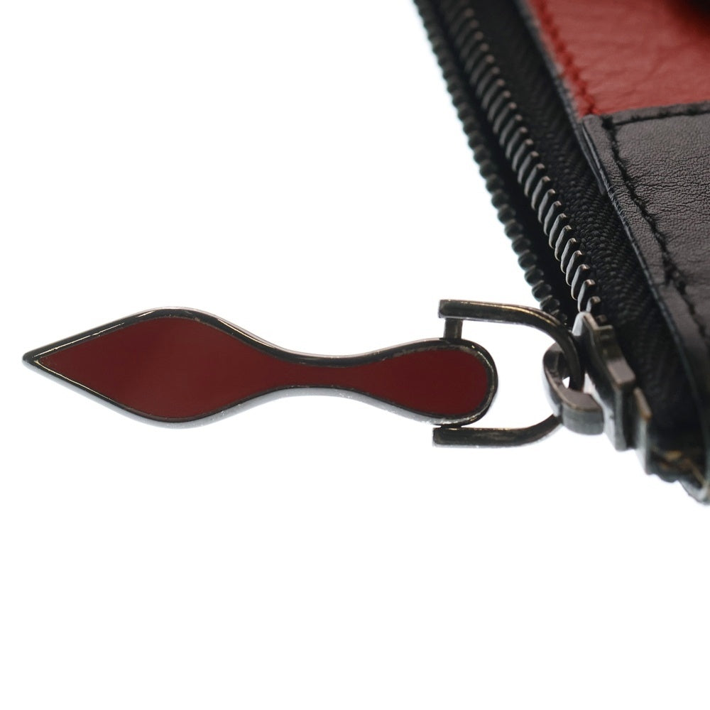 CHRISTIAN LOUBOUTIN(クリスチャンルブタン) ロゴ レザー クラッチバッグ レッド/ブラック
