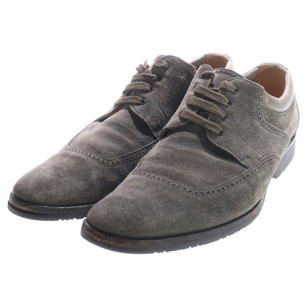 HERMES(エルメス) スエード レザーブローグシューズ 革靴 カーキ