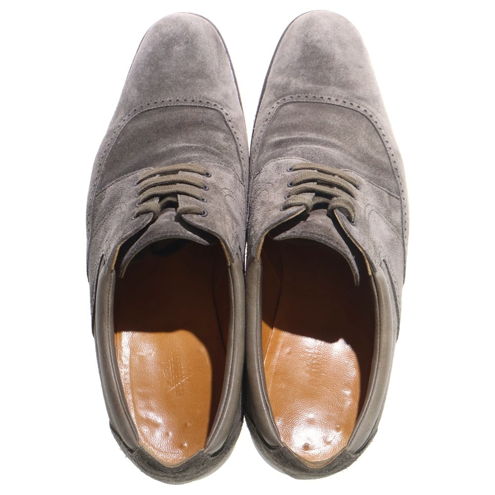 HERMES(エルメス) スエード レザーブローグシューズ 革靴 カーキ