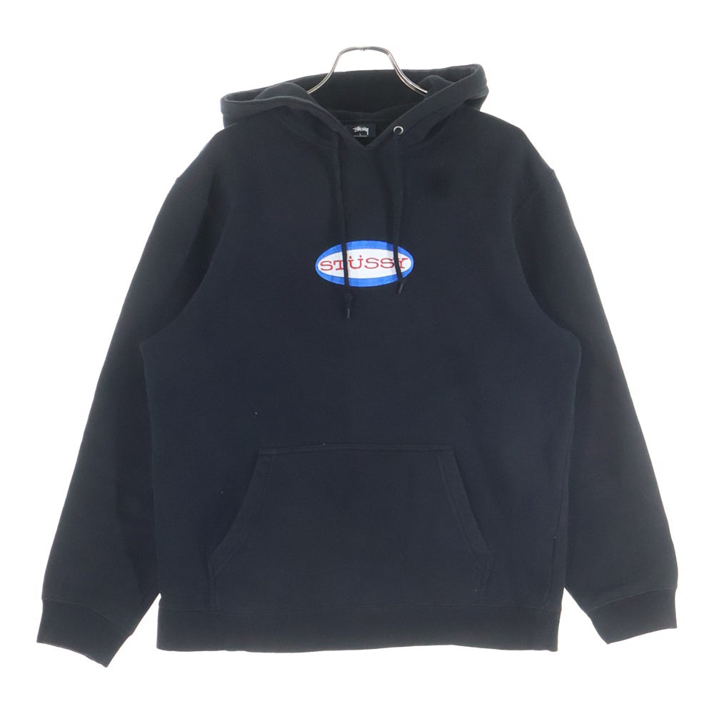 STUSSY(ステューシー) Oval Logo Applique プルオーバーパーカー ブラック