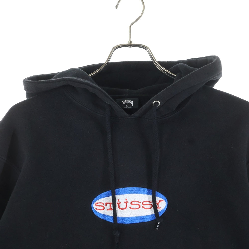 STUSSY(ステューシー) Oval Logo Applique プルオーバーパーカー ブラック