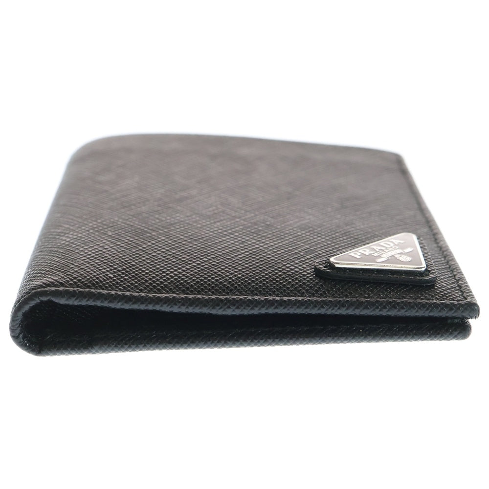 PRADA(プラダ) トライアングルロゴ サフィアーノ カードケース 二つ折り財布 ブラック