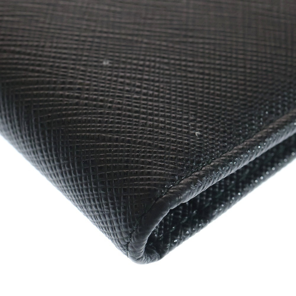 PRADA(プラダ) トライアングルロゴ サフィアーノ カードケース 二つ折り財布 ブラック