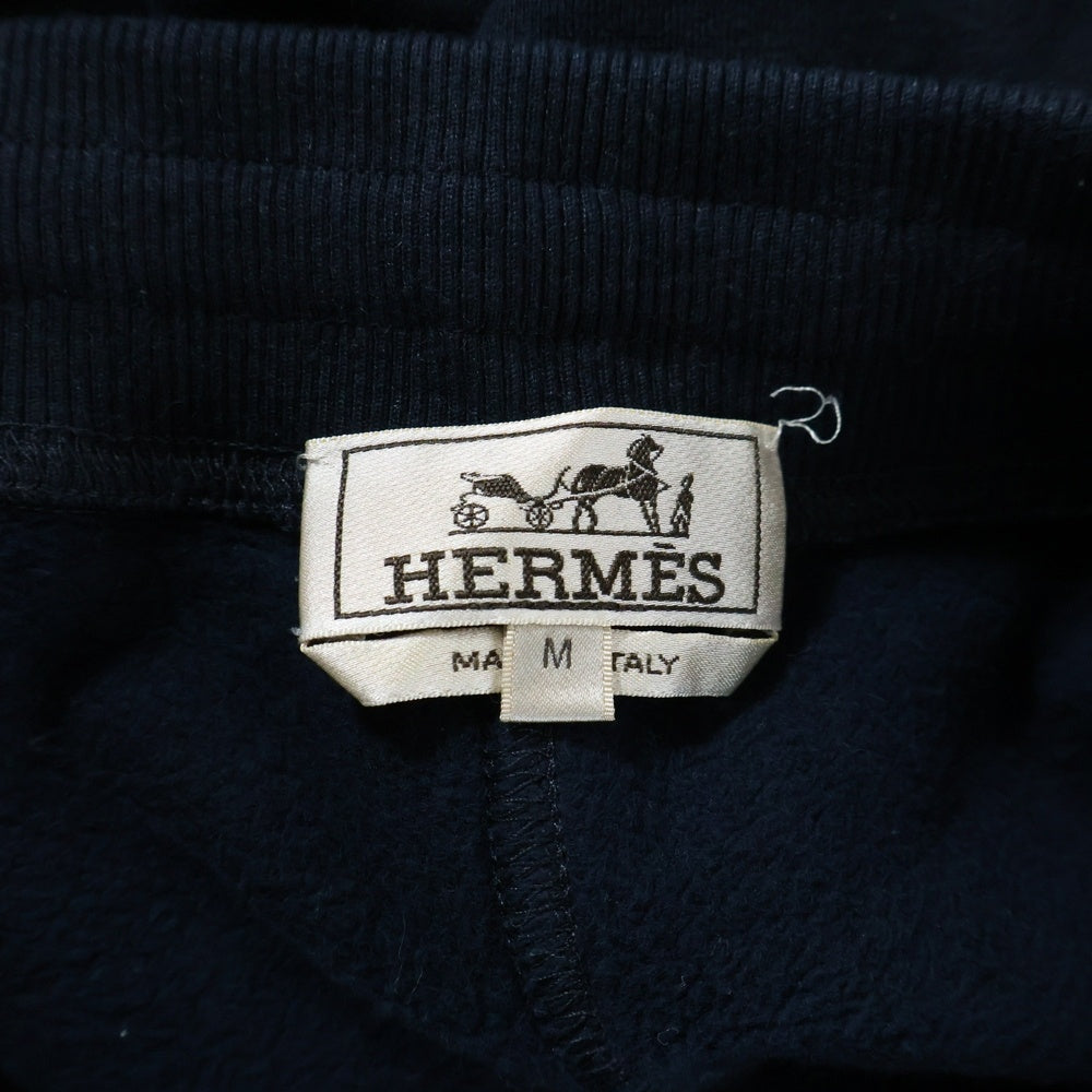 HERMES(エルメス) カシミヤ混 Hロゴレザーパッチ スウェットパンツ ネイビー