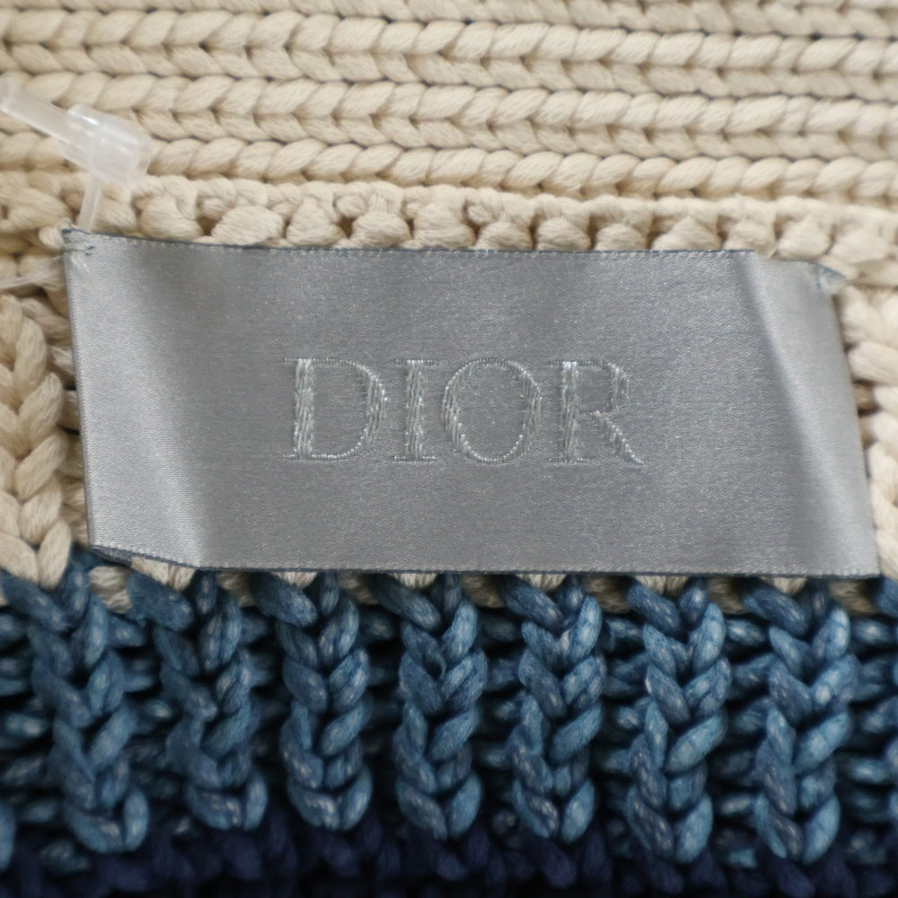DIOR(ディオール) 24SS パーレイ フォー ジ オーシャンズ マルチボーダーニットポンチョ ベージュ/ブルー 483M233AT828