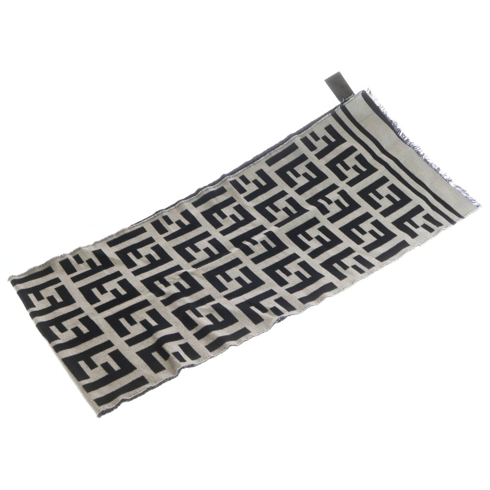 FENDI(フェンディ) FFロゴ総柄 ウール マフラー ストール ブラック/ホワイト レディース