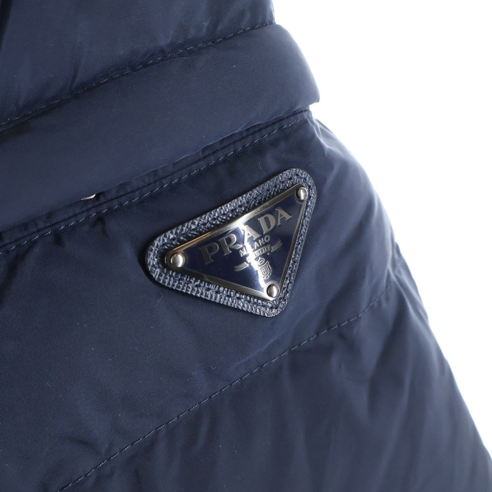 PRADA(プラダ) NYLON PIUMA NERO 三角ロゴプレート ナイロン ダウンジャケット ネイビー SGY091 R132