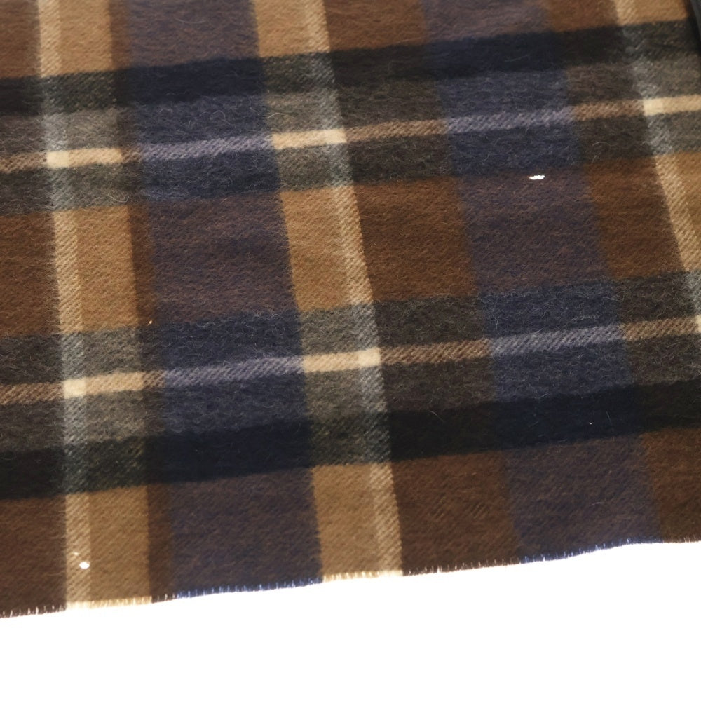 PRADA(プラダ) ロゴ刺繍 チェック マフラー ストール ブラウン レディース