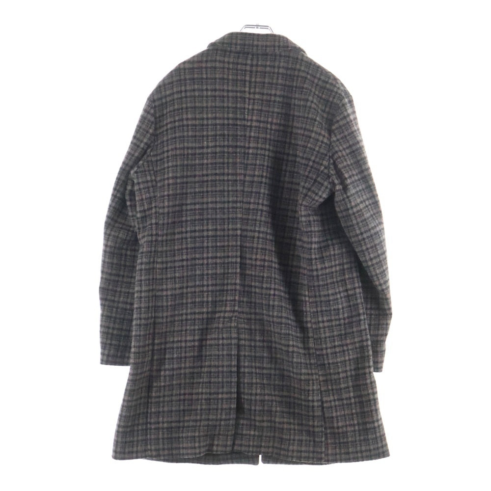 NO BRAND(ノーブランド) COMME CA COMMUNE 18AW 尾州メルトン チェック柄 チェスターコート ブラウン 51-02WI03