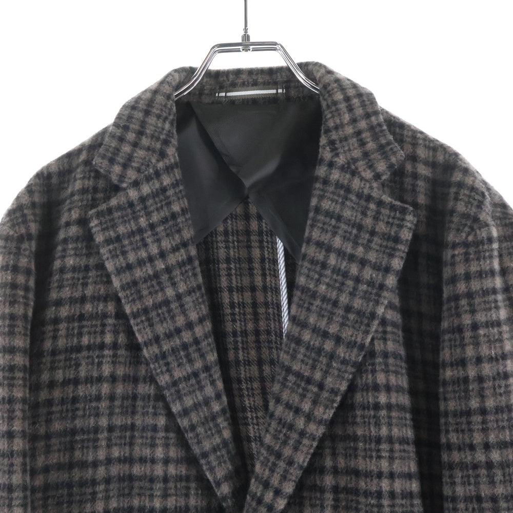 NO BRAND(ノーブランド) COMME CA COMMUNE 18AW 尾州メルトン チェック柄 チェスターコート ブラウン 51-02WI03