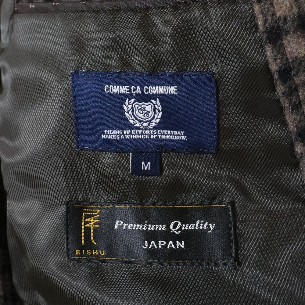 NO BRAND(ノーブランド) COMME CA COMMUNE 18AW 尾州メルトン チェック柄 チェスターコート ブラウン 51-02WI03