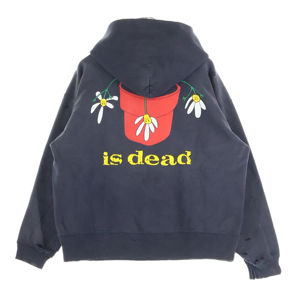 SAINT MICHAEL(セントマイケル) 25AW×DE LA SOUL DLS_HOODIE デラソウル ダメージ加工スウェットプルオーバーパーカー ブラック SM-HR1-0000-C19