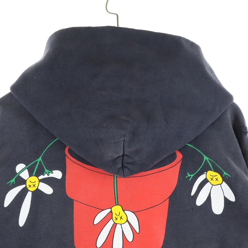 SAINT MICHAEL(セントマイケル) 25AW×DE LA SOUL DLS_HOODIE デラソウル ダメージ加工スウェットプルオーバーパーカー ブラック SM-HR1-0000-C19