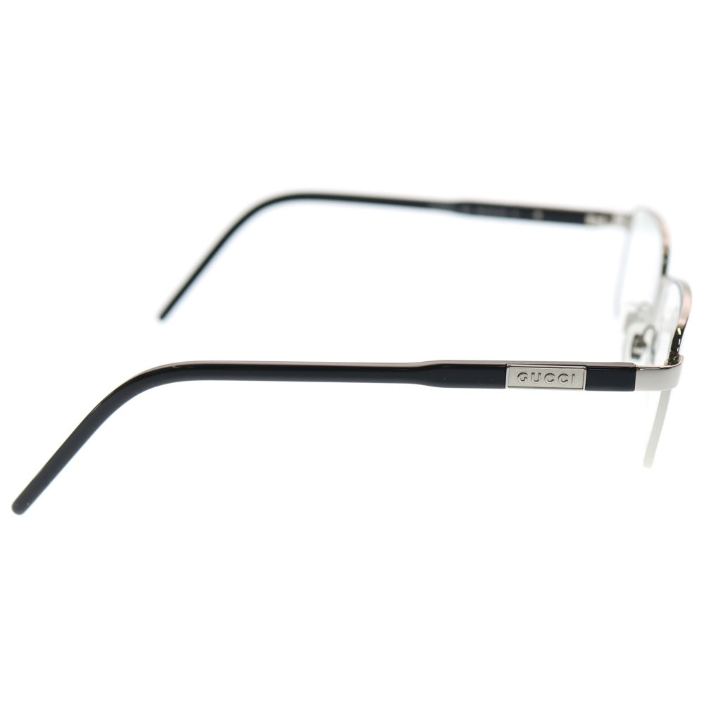 GUCCI(グッチ) スクエアフレーム 眼鏡 アイウェア テンプルロゴ 度入り シルバー/ブラック GG18010 レディース