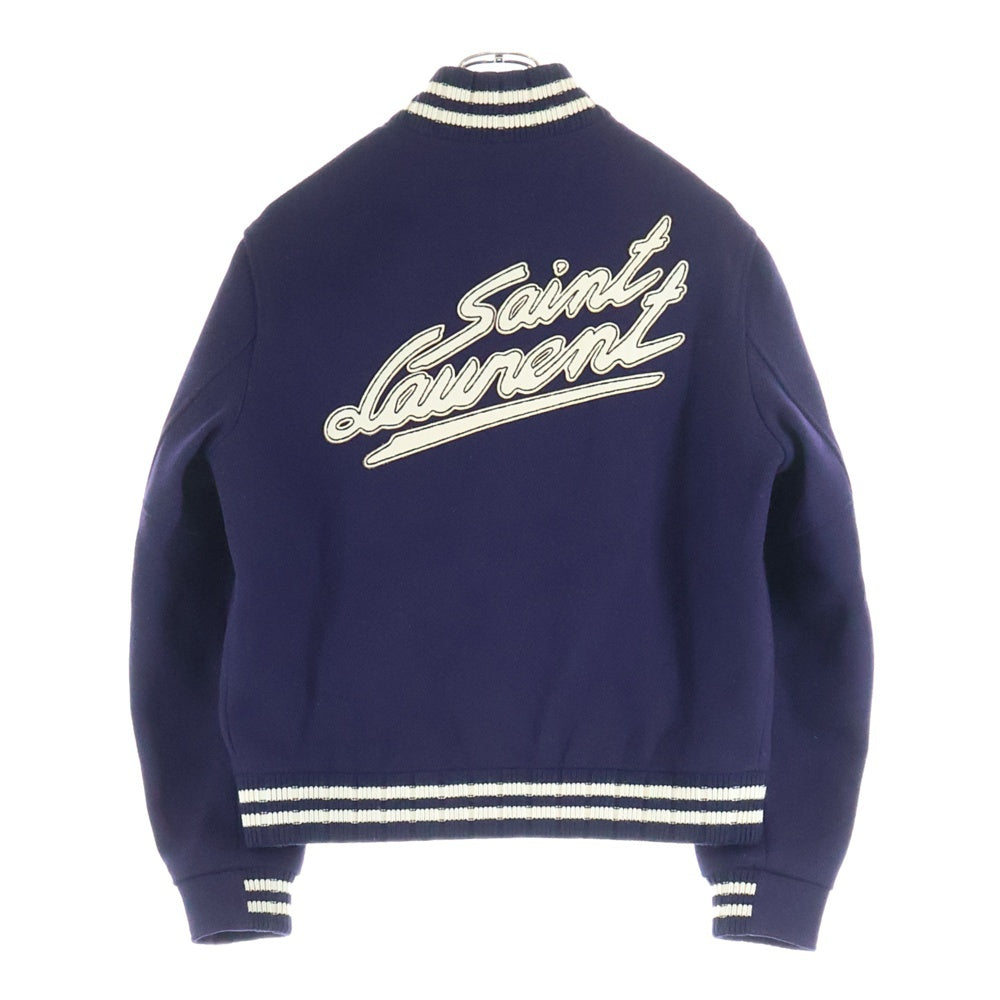 SAINT LAURENT PARIS(サンローランパリ) バックロゴレザーワッペン付き ヴァーシティジャケット スタジャン レディース パープル 636254 Y180W
