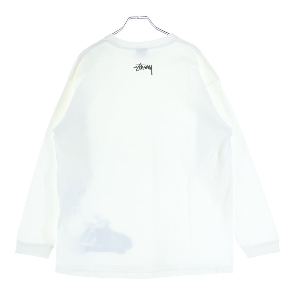 STUSSY(ステューシー) 90～00s 紺タグ LONG HAUL プリント長袖Tシャツ ロングスリーブカットソー ホワイト