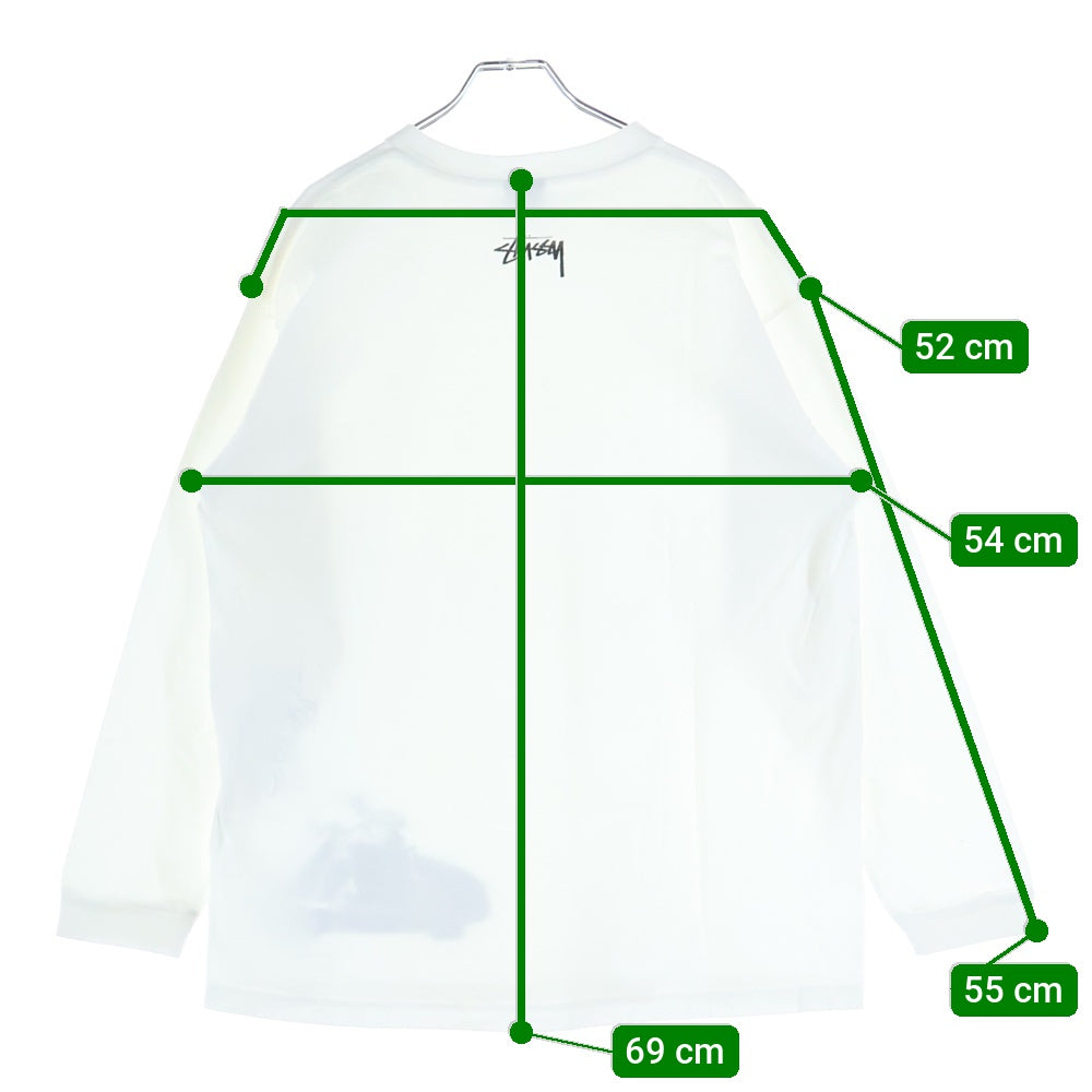 STUSSY(ステューシー) 90～00s 紺タグ LONG HAUL プリント長袖Tシャツ ロングスリーブカットソー ホワイト