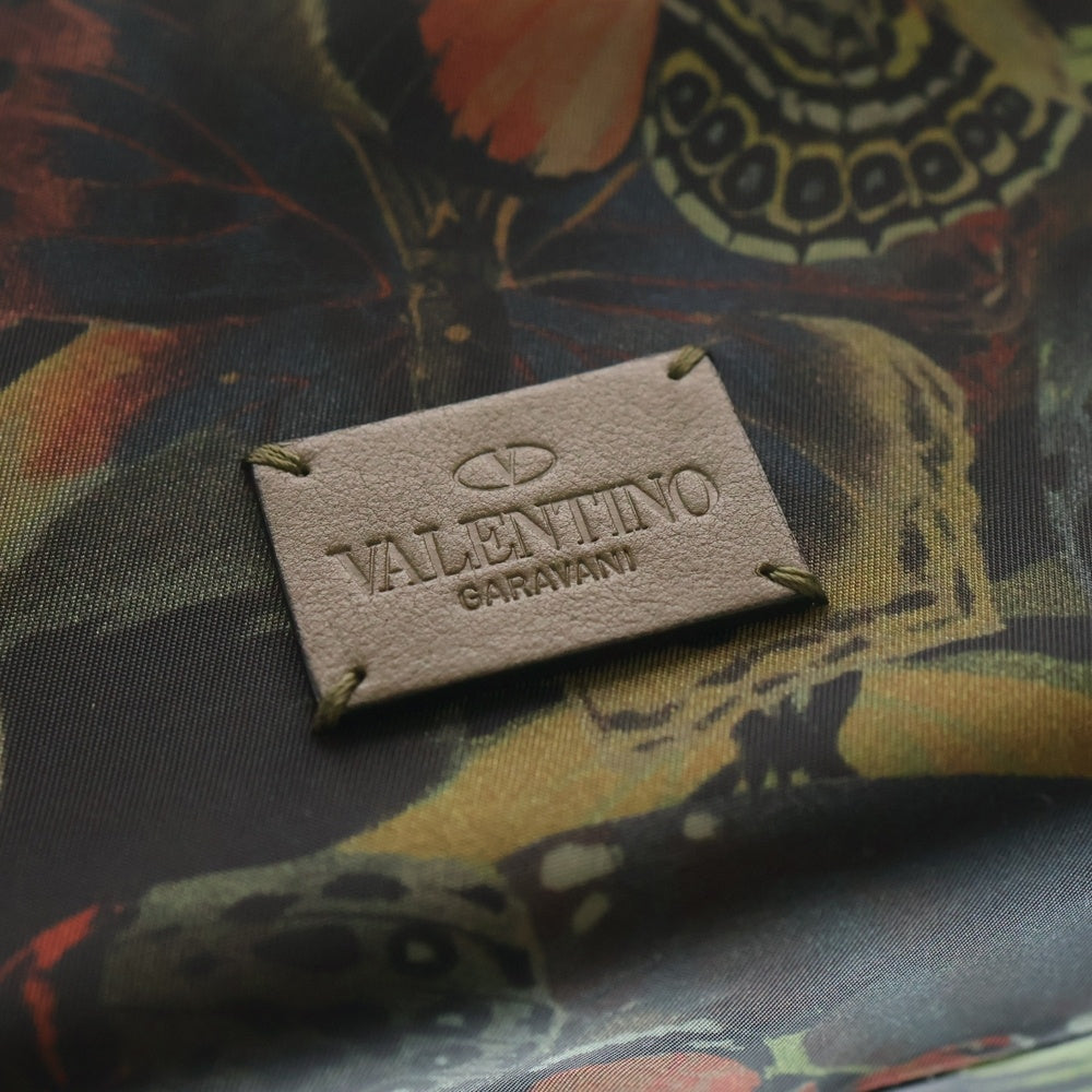VALENTINO(ヴァレンティノ) バタフライ総柄 ナイロン ポーチ カーキ