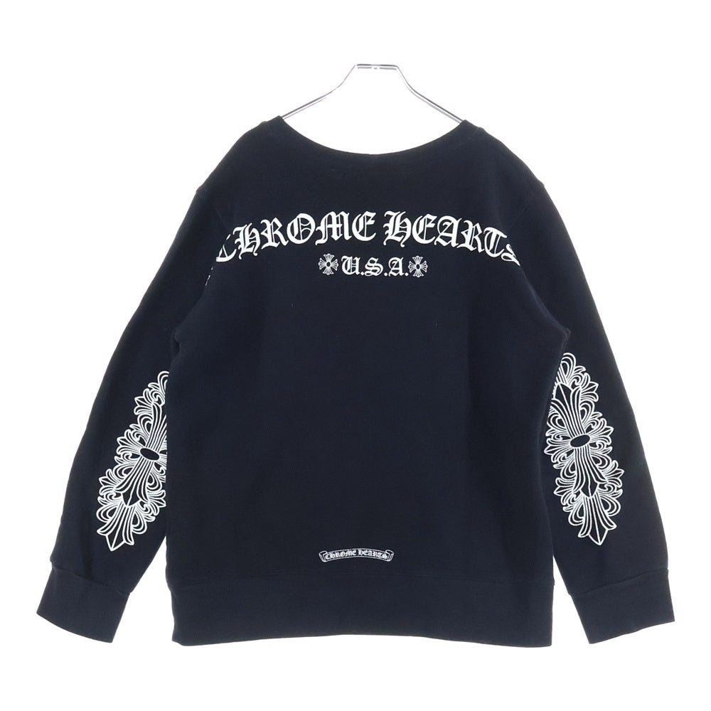 CHROME HEARTS(クロムハーツ) SWTSHRT PLVR バックアーチロゴ 袖フローラル スウェット トレーナー ブラック