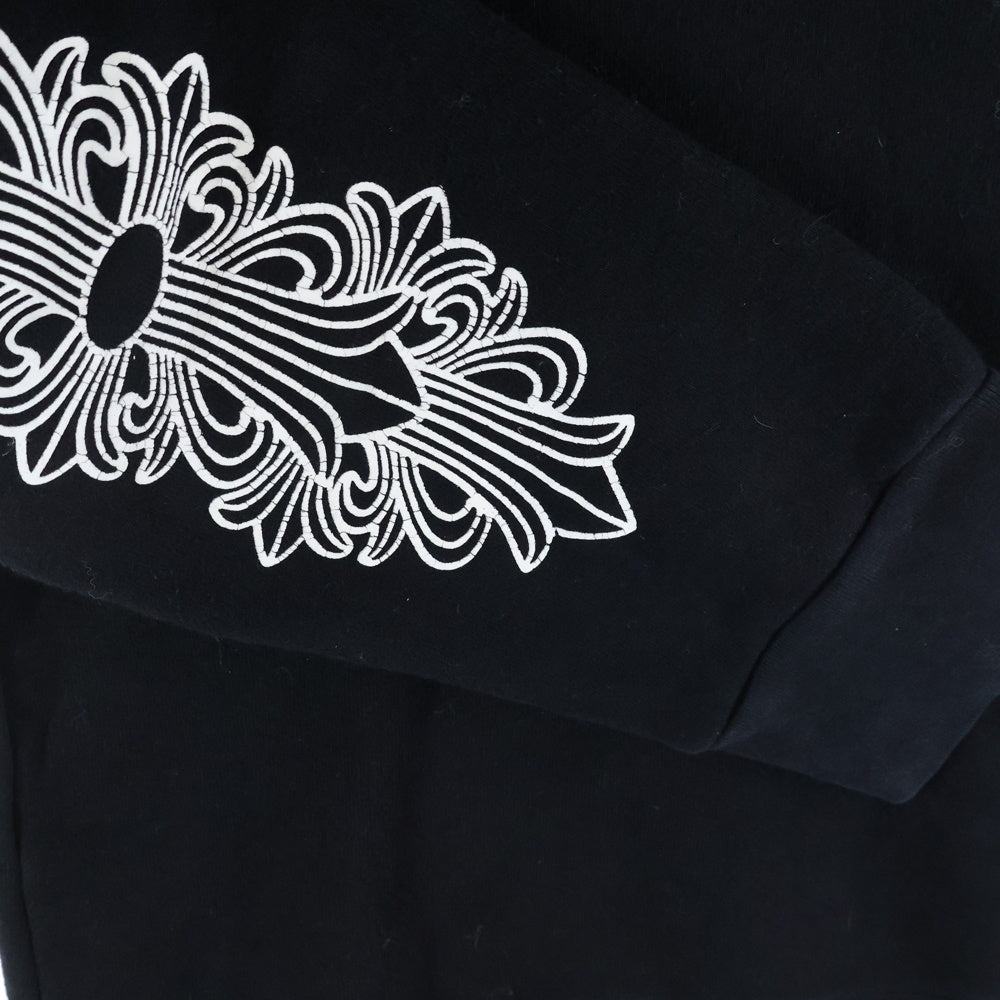 CHROME HEARTS(クロムハーツ) SWTSHRT PLVR バックアーチロゴ 袖フローラル スウェット トレーナー ブラック
