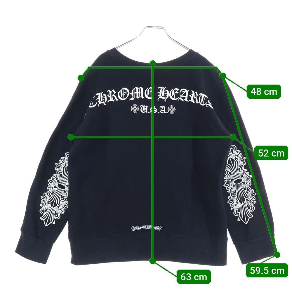 CHROME HEARTS(クロムハーツ) SWTSHRT PLVR バックアーチロゴ 袖フローラル スウェット トレーナー ブラック