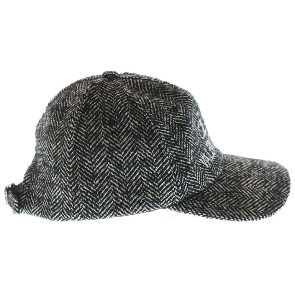 VALENTINO(ヴァレンティノ) ロゴ刺繍 ツイード ウール キャップ ブラック/ホワイト 1Y2HDA10JPC レディース
