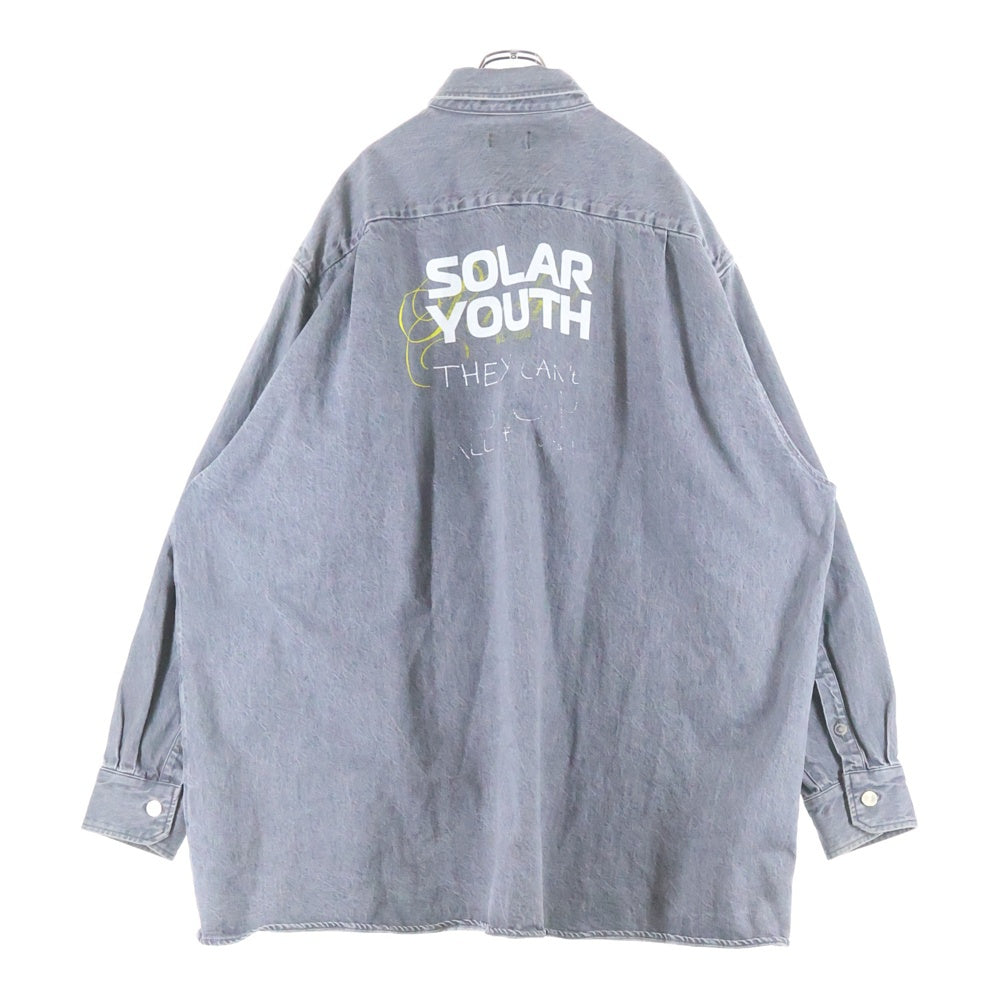 RAF SIMONS(ラフシモンズ) Big Fit Denim Shirt チェーンジップ オーバーサイズ デニム 長袖シャツ グレー 202-247-10135