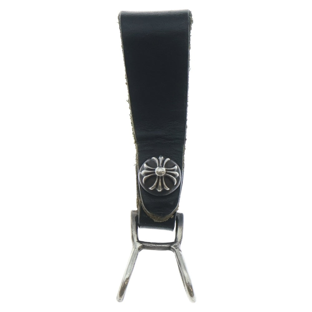 CHROME HEARTS(クロムハーツ) BELT LOOP クロスボールボタンレザーベルトループ シルバー/ブラック BCA397