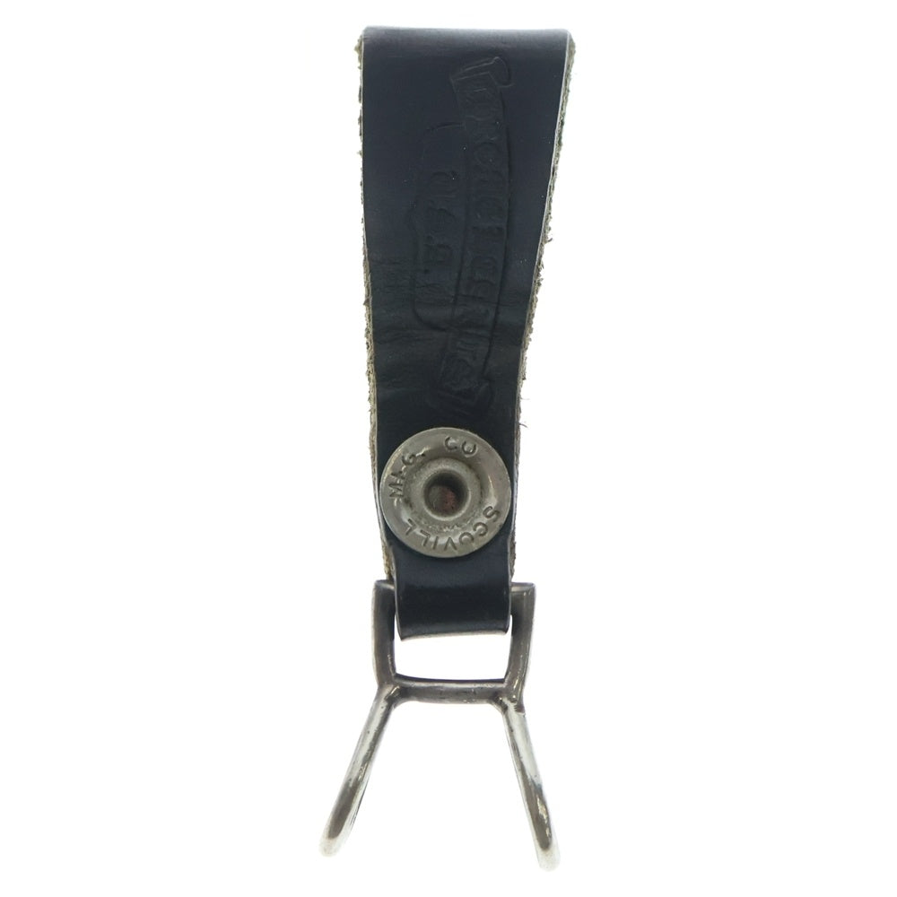 CHROME HEARTS(クロムハーツ) BELT LOOP クロスボールボタンレザーベルトループ シルバー/ブラック BCA397