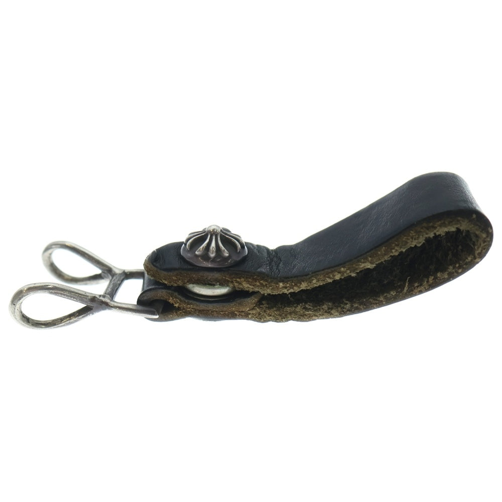 CHROME HEARTS(クロムハーツ) BELT LOOP クロスボールボタンレザーベルトループ シルバー/ブラック BCA397