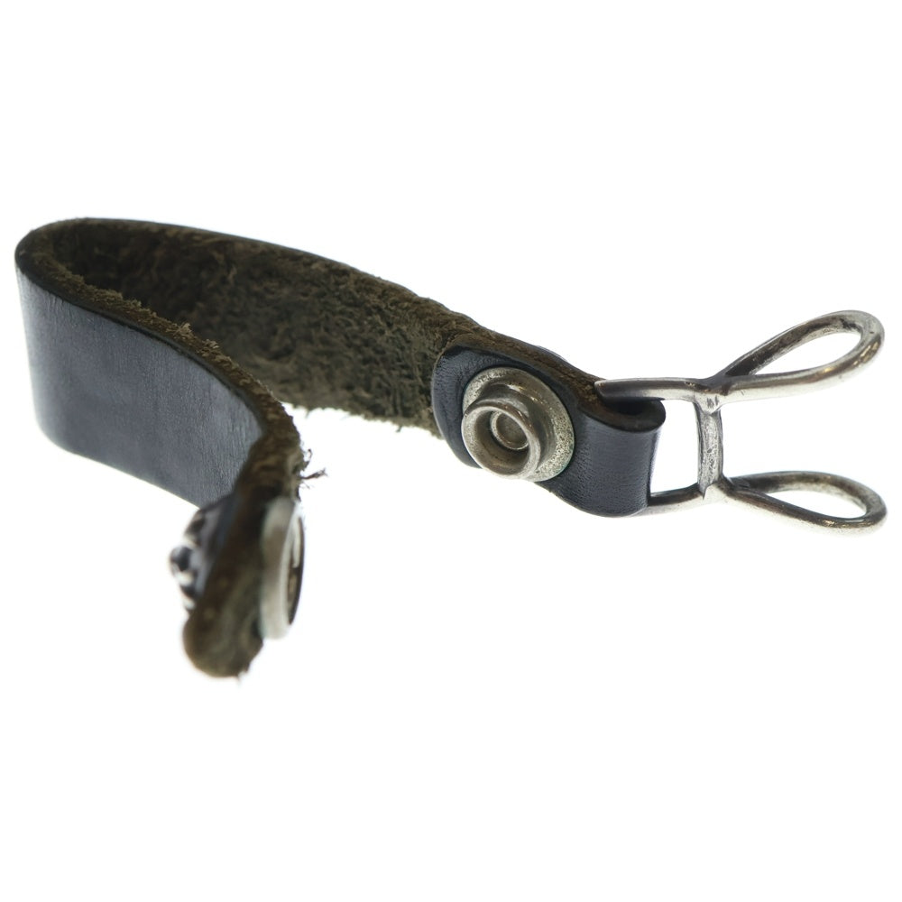 CHROME HEARTS(クロムハーツ) BELT LOOP クロスボールボタンレザーベルトループ シルバー/ブラック BCA397