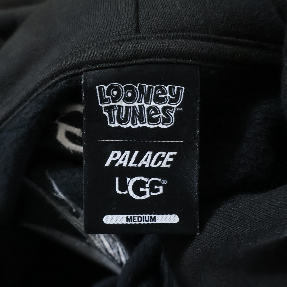 Palace Skateboards(パレススケートボーズ) 25AW xUGG xLooney Tunes Hood ルーニー・テューンズ 刺繍デザイン フーディー プルオーバーパーカー ブラック