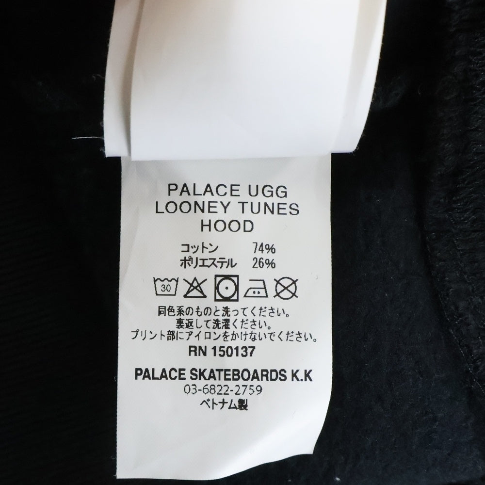 Palace Skateboards(パレススケートボーズ) 25AW xUGG xLooney Tunes Hood ルーニー・テューンズ 刺繍デザイン フーディー プルオーバーパーカー ブラック